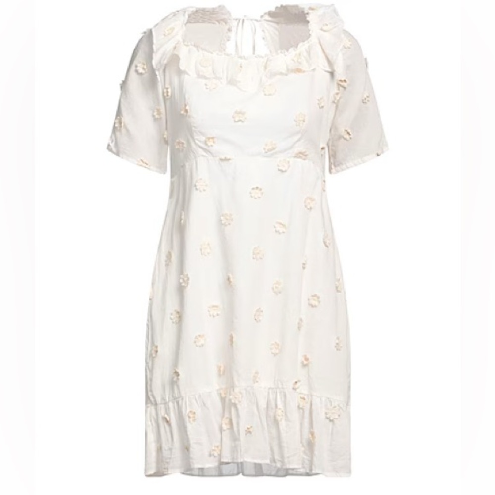 RIXO Camile Floral-Appliquéd Lace Embroidered Cotton-Gauze Dress Cream NWT US 10 - Picture 5 of 16